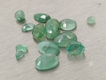 13 Pcs LOOSE MIXED CUT EMERALD GEMSTONES MIXED SIZES 1.91ctw