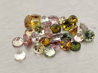 29 Pcs LOOSE ROUND TOURMALINE GEMSTONES MIXED COLORS 3mm 3.35ctw