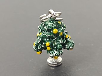 VINTAGE STERLING SILVER ENAMEL 3D LEMON TREE CHARM FOR A CHARM BRACELET