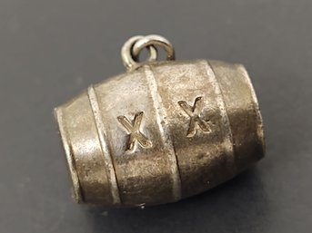 VINTAGE STERLING SILVER 3D X X WHISKEY BARREL CHARM FOR A CHARM BRACELET