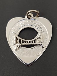 VINTAGE STERLING SILVER SAN FRANCISCO GOLDEN GATE BRIDGE HEART CHARM FOR A CHARM BRACELET