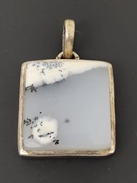 VINTAGE STERLING SILVER DENDRITIC AGATE PENDANT