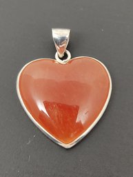 VINTAGE STERLING SILVER CARNELIAN HEART PENDANT