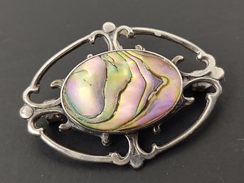 VINTAGE STERLING SILVER ABALONE BROOCH