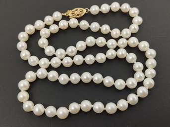 VINTAGE 14K GOLD NATURAL CULTURED PEARL NECKLACE