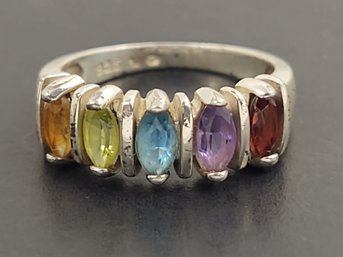 BEAUTIFUL STERLING SILVER MULTI GEMSTONE RING