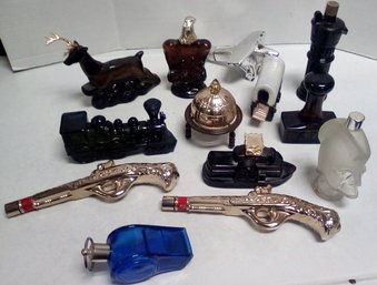 Vintage Avon Collectible Glass Cologne Bottles - Many With Cologne Now  - 13 Pieces  CKK/A5