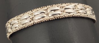 VINTAGE ITALIAN MILOR STERLING SILVER BASKET WEAVE PATTERN BRACELET