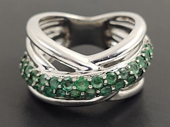 BEAUTIFUL STERLING SILVER EMERALD RING