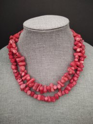 VINTAGE STERLING SILVER BRANCH CORAL DOUBLE STRAND NECKLACE