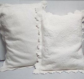 White Quilted Pillow Shams With Scallopped Edges On Pillows   LizS/CVBK