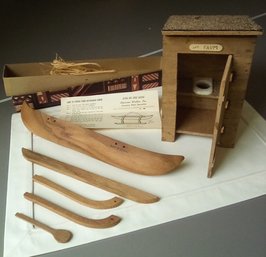 Novelty Wood Goods -  Hawaiian Outrigger Canoe Kit With Box & Preassembled Out House