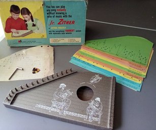 Jr. Zither With 9 Sheets Of Harbert System Automatic Note Selectors Made In Italy & Original Box