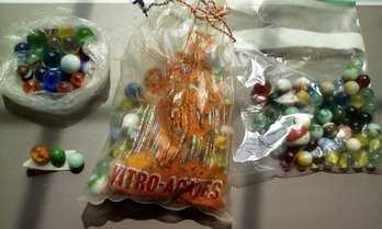 Vintage Marble Bonanza Includes Vitro-Agates Bag - All Stored In Pepperidge Farm Tin