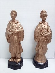 Vintage Holland Mold Tall Oriental Garb Figurines In Gold And Black Colors    SA/D3