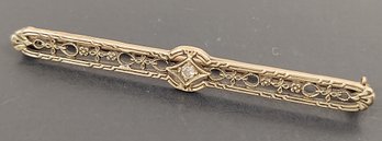 ANTIQUE VICTORIAN ART DECO 10K GOLD DIAMOND BAR PIN