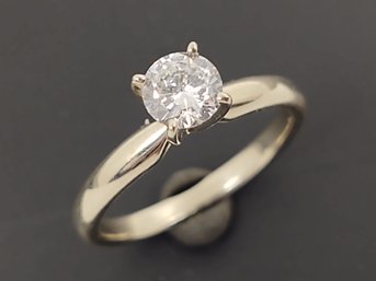 VINTAGE 14K WHITE GOLD 1/2ct SOLITAIRE DIAMOND ENGAGEMENT RING