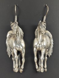 ANGLO - NATIVE AMERICAN CAROL FELLEY HEAVY STERLING SILVER HORSE EARRINGS