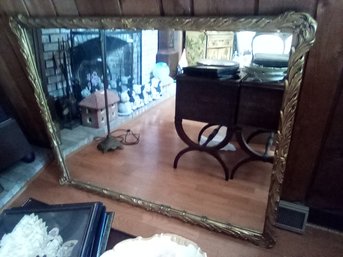 Large Hanging Mirror - With Wood And Plaster Decorative Trim