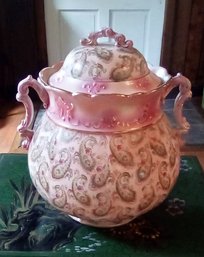 Antique Cersican Haynes  Balt. Chamber Pot - Lovely Pinks, Greens & Amoeba Pattern