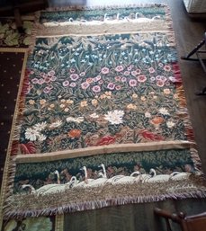 Bob Timberlake 100 Cotton Throw With Swans & Flowers In Rich Autumn Colors  LizS/B1