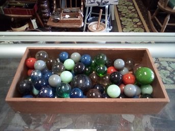 Marble Collection Conveniently Held In Open Wood Box      BW/C3