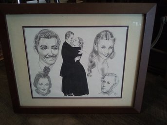 Original Gone With The Wind Celebrity Portraits In Frame  Signed By Artist, Artur, 1-of-3 SA/WA-B