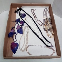 Jewelry 8 Items With Pearl Style, Painted Metal, Composite, Glass & Silver Tone &  Beads  TA/A3