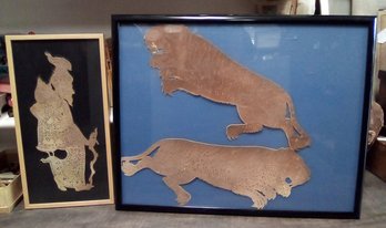3 Cut Out Figures Present A Stunning Display Within Two Frames - Tigers & Man With Cane 212/WAB