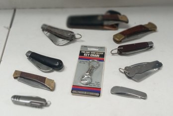 Beautiful Collection Of 9 Vintage Pocket Knives And One Key Chain.  ED / A1