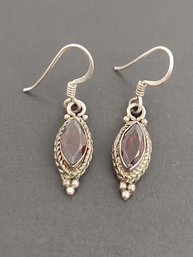 VINTAGE STERLING SILVER GARNET EARRINGS