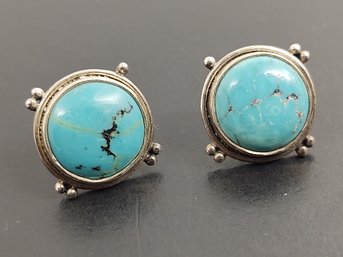 VINTAGE STERLING SILVER TURQUOISE EARRINGS