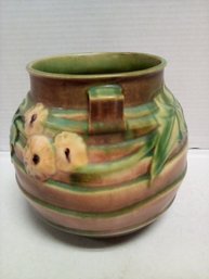 Classy Vintage Roseville Pottery - Rare Luffa Pattern - Green Brown Planter     CK/CVBK