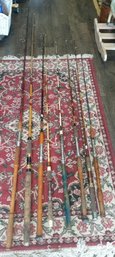 Nice Vintage Fishing Rods Two 9ft, Two 7ft, Three 72 Inches, One 66 Inches      212/ By Ladder