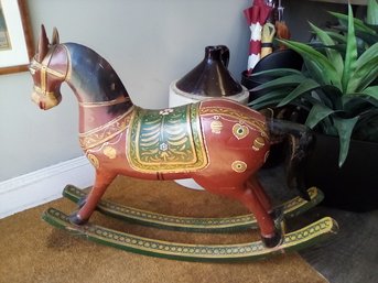 Vintage Hand Painted Rocking Horse For Display    KN/SR