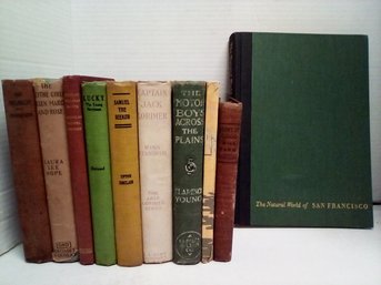 Antique & Vintage Book Lot - 10 Volumes -  Largely Fiction & The Natural World Of San Francisco  BW/CVBK