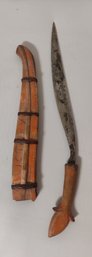 Vintage World War II Bolo Knife & Wood Sheath VICTORY.  Philippines  17 1/2 Inch               A W / A2.