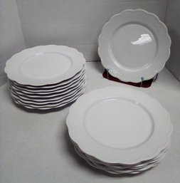 DANSK International Designs Ltd White Luncheon Dishes With Decorative Scallop Border - 16 Count - JimC/e3