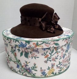 Gorgeous High Fashion Ann Vuille Brushed Felt Hat With A Bow & Hat With Floral Motif Hat Box  212/A1