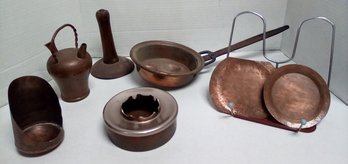 Antique/Vintage Copper Wedding Invitation Plates, Canilho Handled Vessel, Candle Holder, Pig Shaver 212-BR/D3