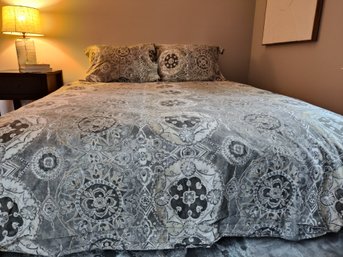 Beautiful Pottery Barn Gray & Taupe Cotton Jacquelyn Medallion Organic Sateen Duvet Cover & Shams