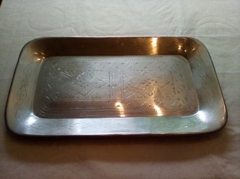 Pottery Barn Salima Tray Made In India Silver Tone With Incised Pattern