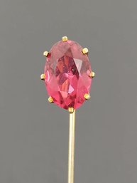 ANTIQUE ART DECO GOLD TONE RUBY GLASS STICK PIN