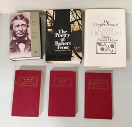 6 Vintage Books-2 Poetry Books, Henry David Thoreau, Treasure Island, Call Of The Wild & Wizard Of Oz. DOMC/C2