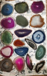 Beautiful Selection Of Vintage Sliced Agate Stones Of 17 Different Lovely Colors.         Liz S /A2.