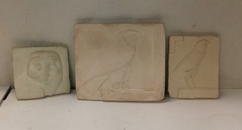 THREE BEAUTIFUL Cast Stone Plaques Depicting Birds. MELBA G /D4