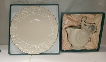 Beautiful Exquisite China Cake Plate And A Walter Scott Lenox Vase.   212 / D4