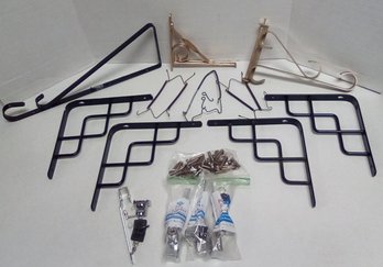 Hardware Lot - Brackets For Shelves & Plants, 4 Digao Furniture Locks, 3 Plate Hangers, Brass Hardware 212/d3