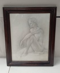 Beautiful Vintage Framed Print Of A Young Girl, With A Lovely Wooden Frame.   BH / WAB