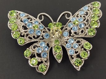 VINTAGE RHINESTONE BUTTERFLY BROOCH